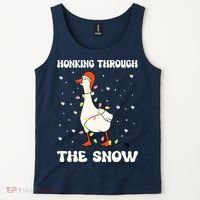 Honking Through The Snow Funny Goose Ugly Christmas Tank Top thumb 2