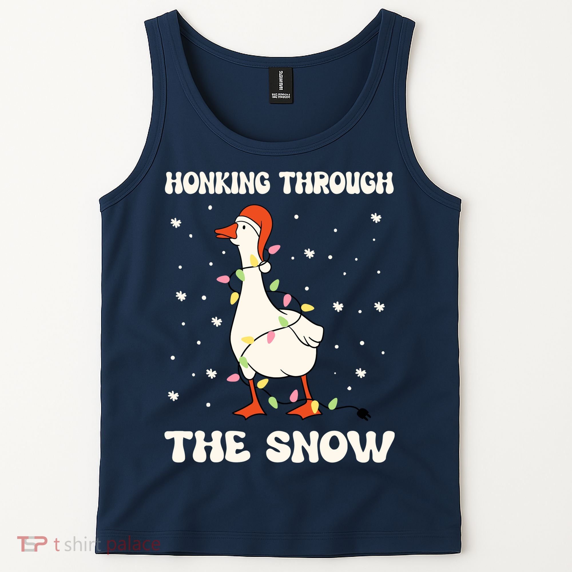 Honking Through The Snow Funny Goose Ugly Christmas Tank Top