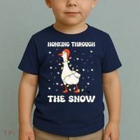 Honking Through The Snow Funny Goose Ugly Christmas Toddler T-Shirt thumb 2