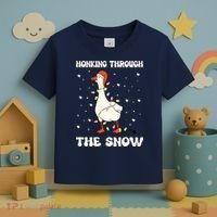 Honking Through The Snow Funny Goose Ugly Christmas Toddler T-Shirt thumb 3