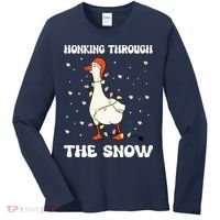 Honking Through The Snow Funny Goose Ugly Christmas Women's Long Sleeve Shirt thumb 0