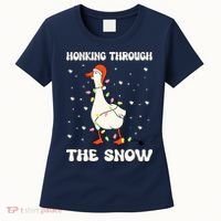 Honking Through The Snow Funny Goose Ugly Christmas Women's T-Shirt thumb 0
