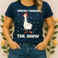 Honking Through The Snow Funny Goose Ugly Christmas Women's T-Shirt thumb 2