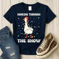 Honking Through The Snow Funny Goose Ugly Christmas Women's T-Shirt thumb 3