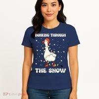 Honking Through The Snow Funny Goose Ugly Christmas Women's T-Shirt thumb 4