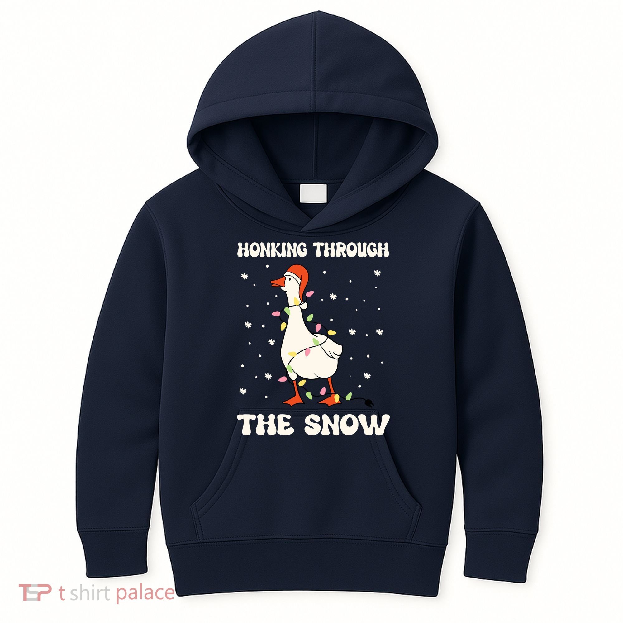 Honking Through The Snow Funny Goose Ugly Christmas Kids Hoodie