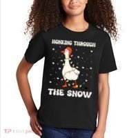 Honking Through The Snow Funny Goose Ugly Christmas Kids T-Shirt thumb 2