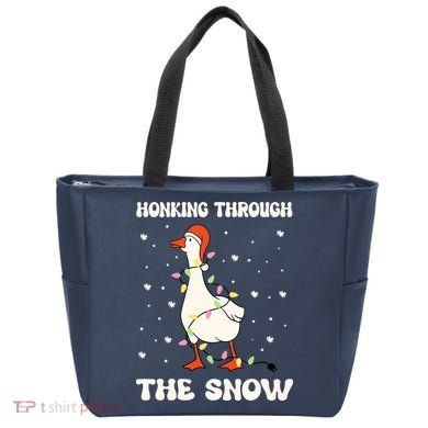 Honking Through The Snow Funny Goose Ugly Christmas Tote Bag