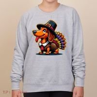 Humor Thanksgiving Turkey Weiner Dachshund Dog Women's Sweatshirt thumb 0