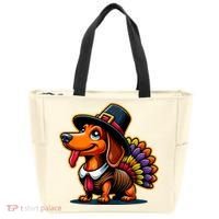 Humor Thanksgiving Turkey Weiner Dachshund Dog Tote Bag thumb 0