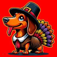 Humor Thanksgiving Turkey Weiner Dachshund Dog Santa Hat thumb 1