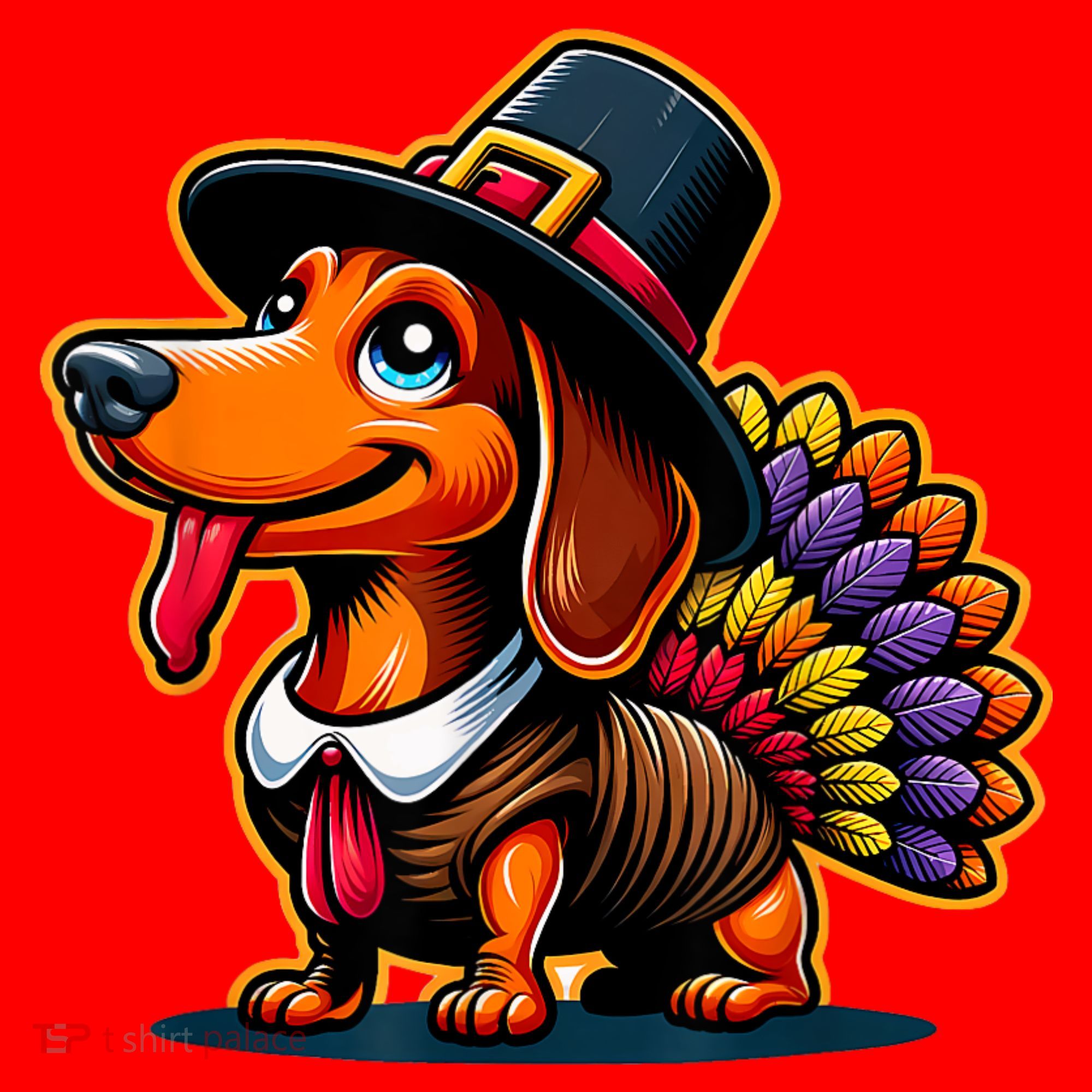 Humor Thanksgiving Turkey Weiner Dachshund Dog Santa Hat