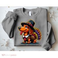 Humor Thanksgiving Turkey Weiner Dachshund Dog Sweatshirt thumb 2