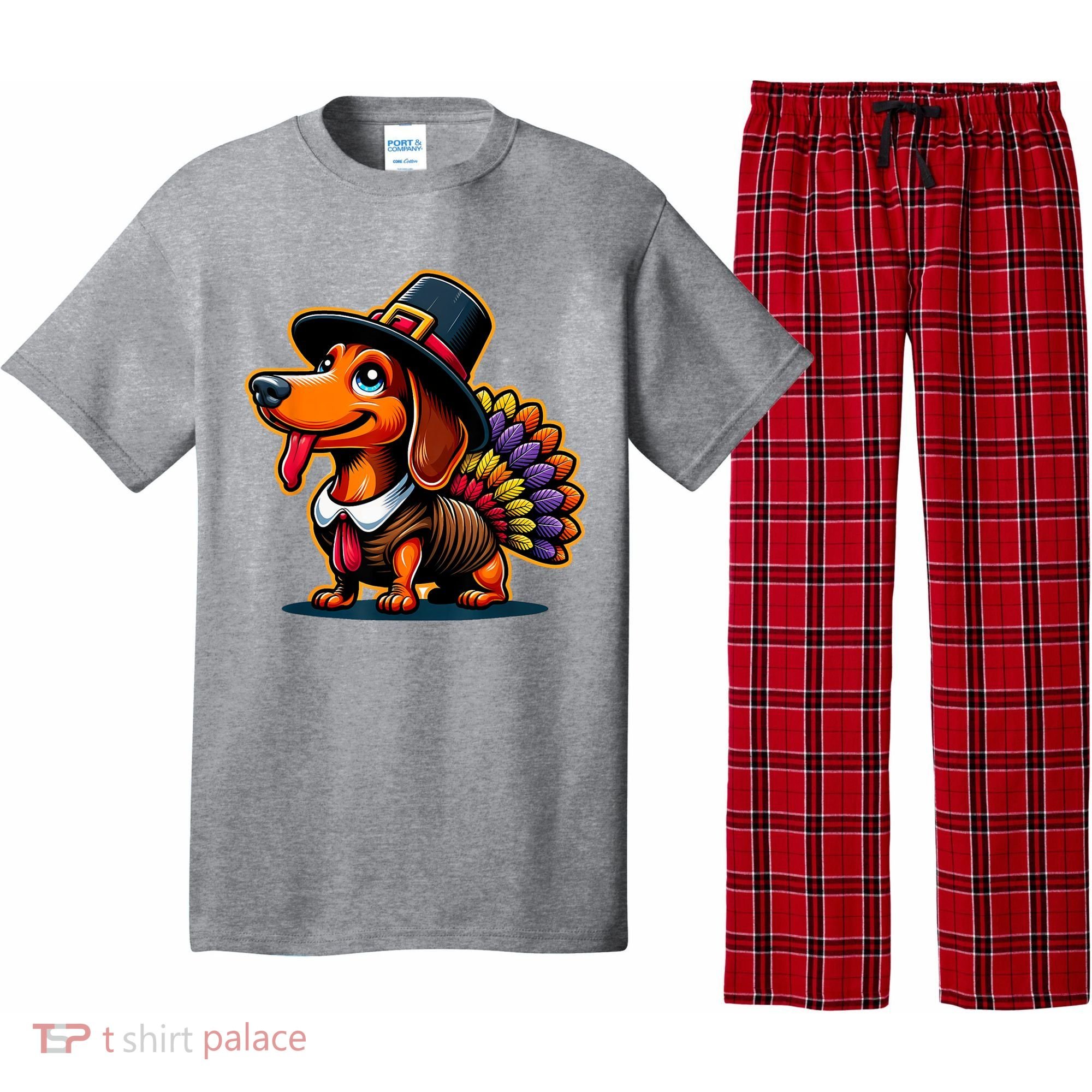 Humor Thanksgiving Turkey Weiner Dachshund Dog Pajama Set