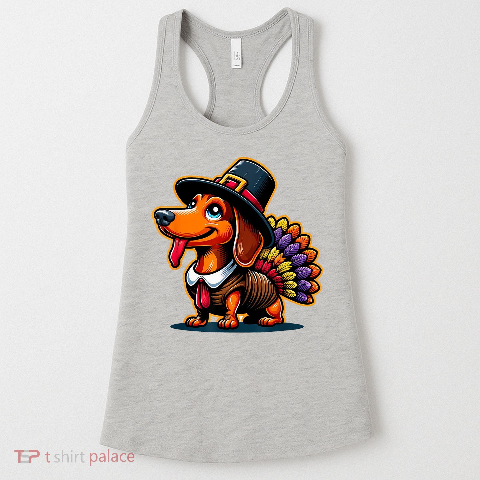 Humor Thanksgiving Turkey Weiner Dachshund Dog Women's Tank Top