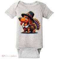 Humor Thanksgiving Turkey Weiner Dachshund Dog Baby Bodysuit thumb 0