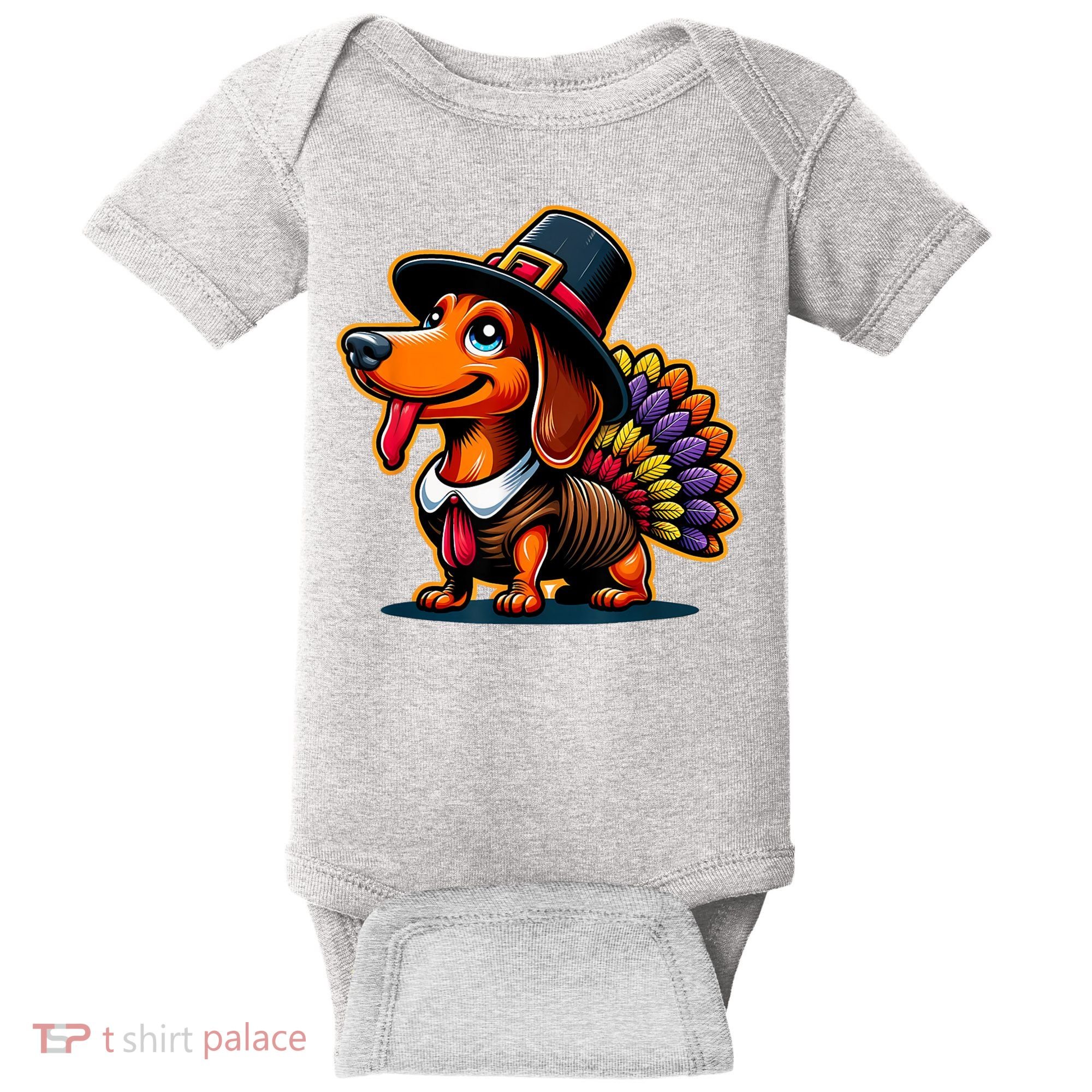 Humor Thanksgiving Turkey Weiner Dachshund Dog Baby Bodysuit