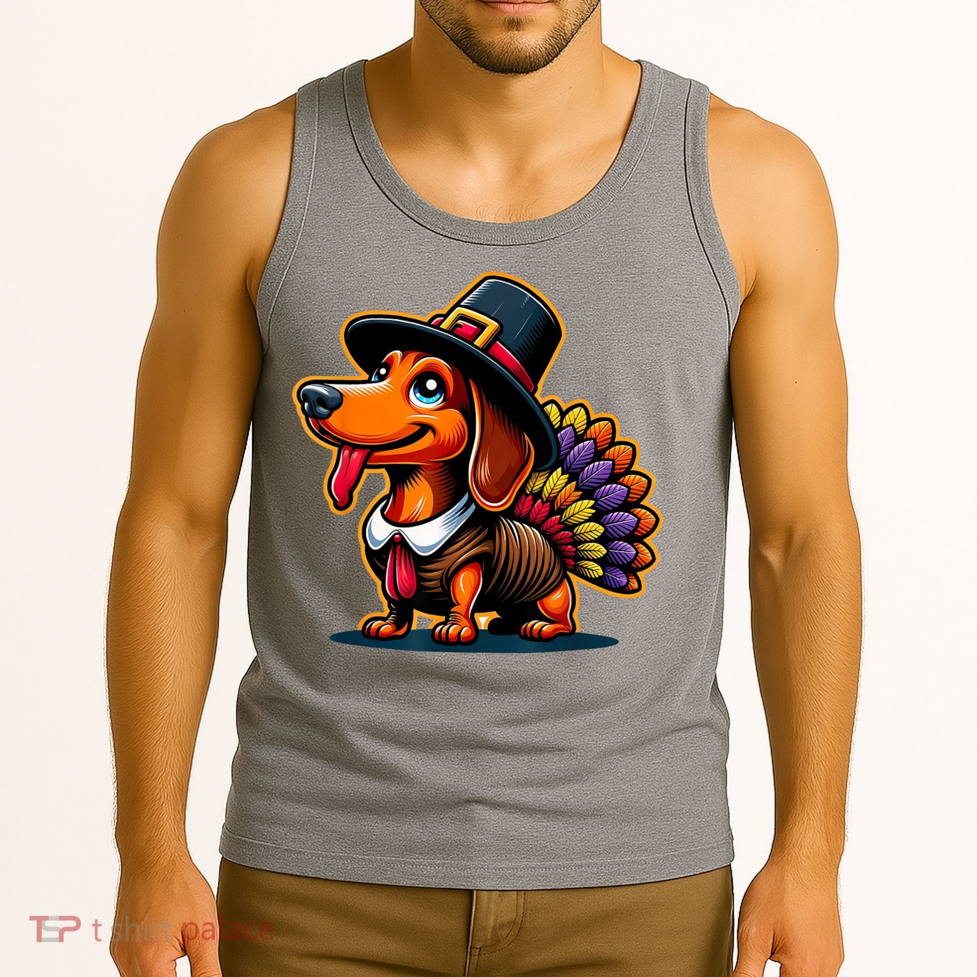 Humor Thanksgiving Turkey Weiner Dachshund Dog Tank Top