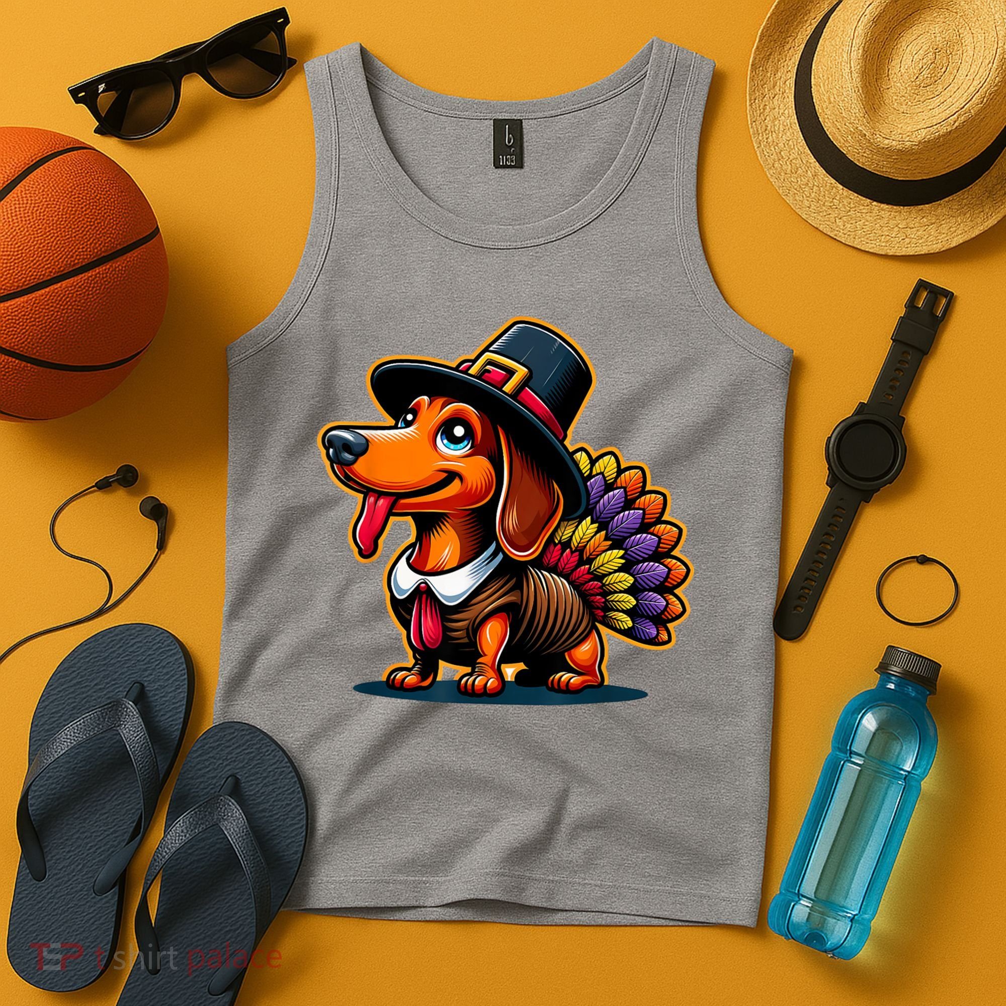 Humor Thanksgiving Turkey Weiner Dachshund Dog Tank Top