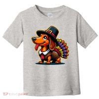 Humor Thanksgiving Turkey Weiner Dachshund Dog Toddler T-Shirt thumb 0