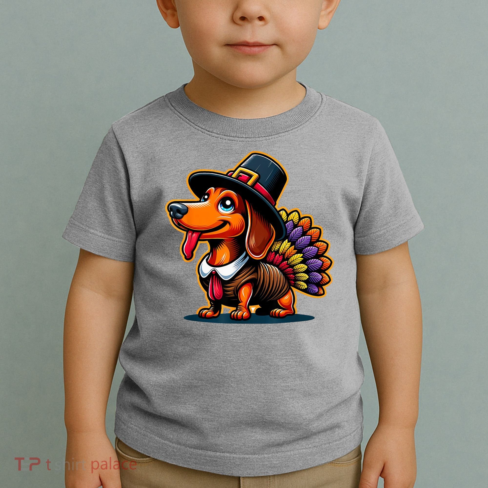 Humor Thanksgiving Turkey Weiner Dachshund Dog Toddler T-Shirt