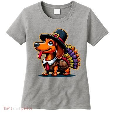 Humor Thanksgiving Turkey Weiner Dachshund Dog Women's T-Shirt