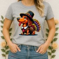 Humor Thanksgiving Turkey Weiner Dachshund Dog Women's T-Shirt thumb 2