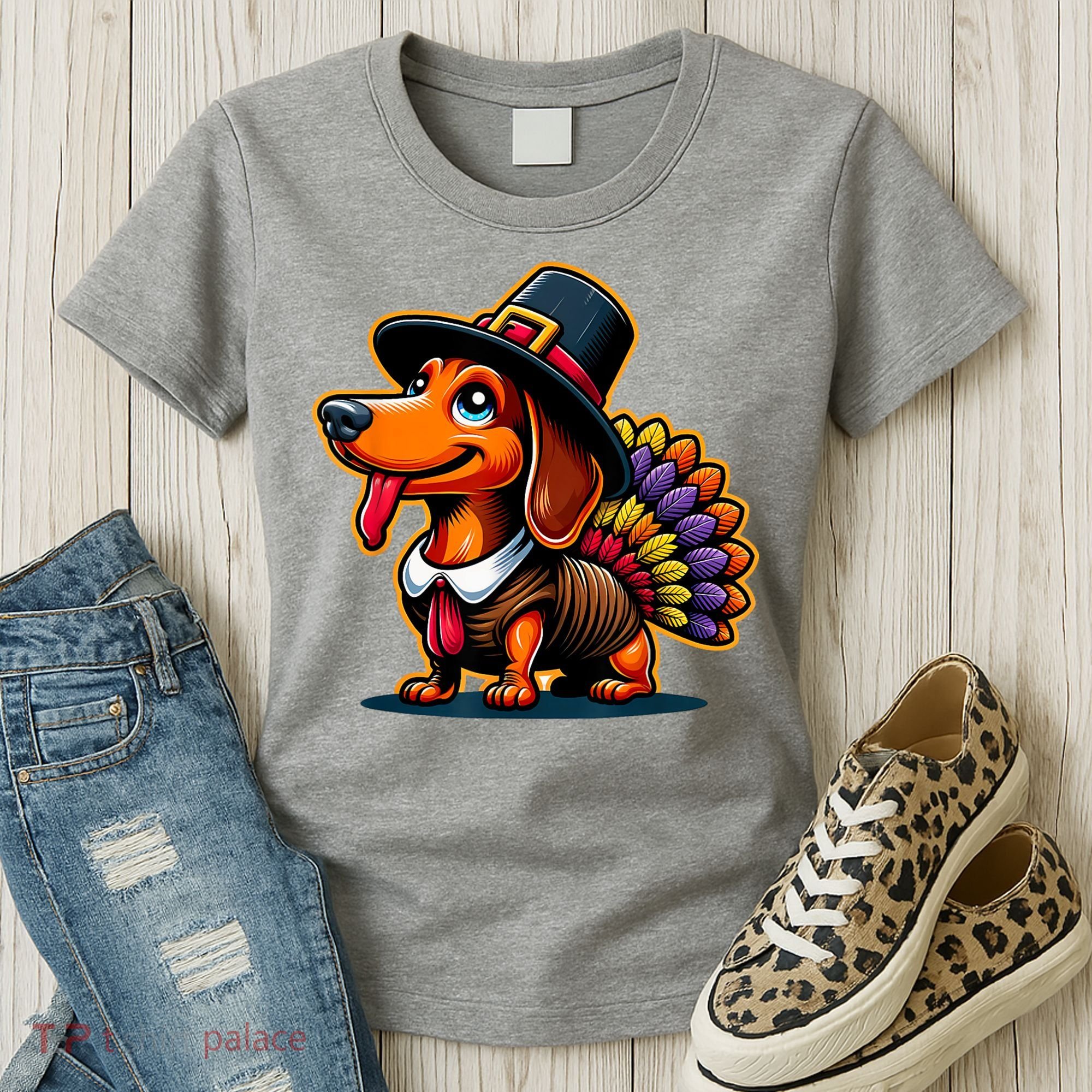 Humor Thanksgiving Turkey Weiner Dachshund Dog Women's T-Shirt