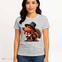 Humor Thanksgiving Turkey Weiner Dachshund Dog Women's T-Shirt thumb 4