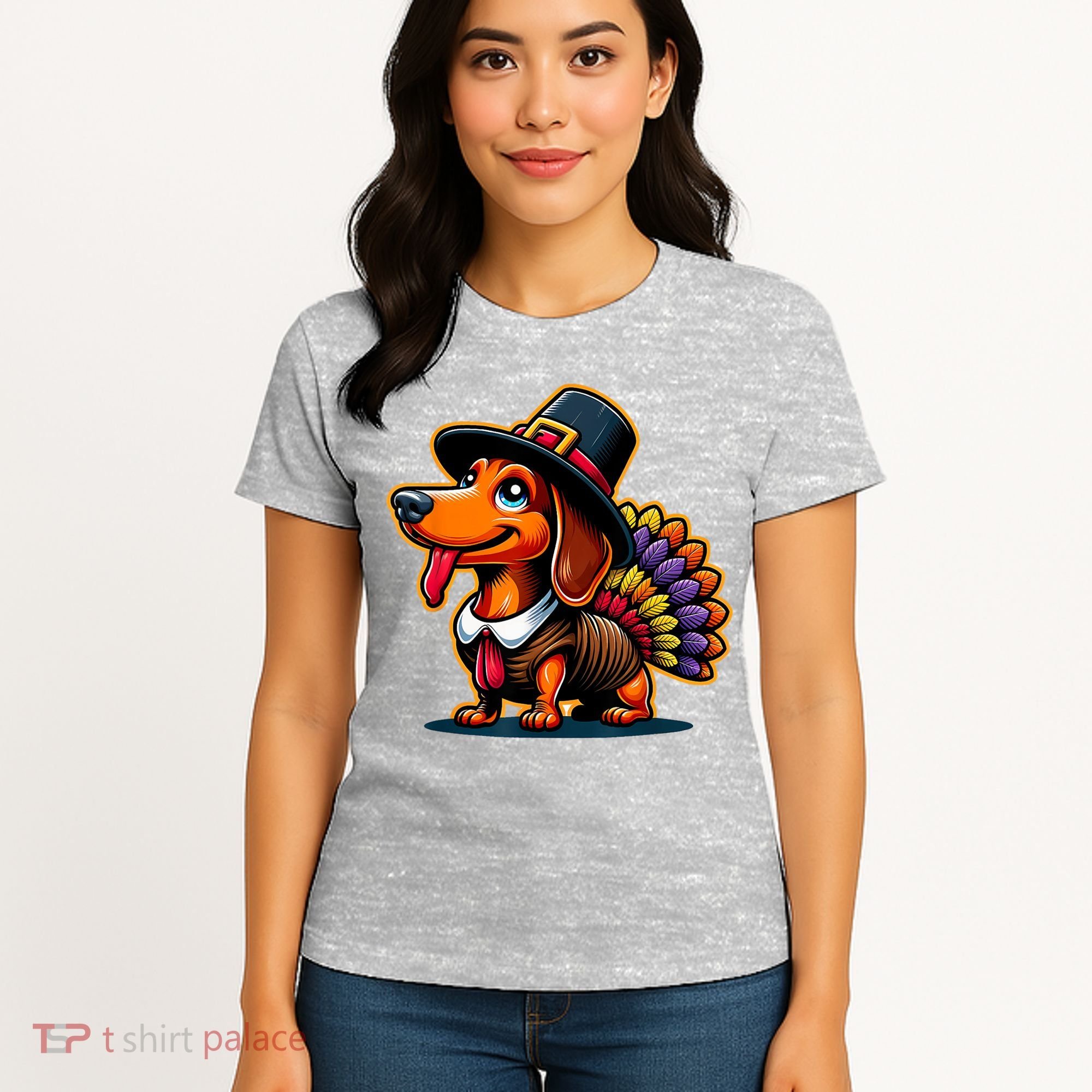 Humor Thanksgiving Turkey Weiner Dachshund Dog Women's T-Shirt