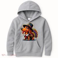 Humor Thanksgiving Turkey Weiner Dachshund Dog Kids Hoodie thumb 0