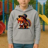 Humor Thanksgiving Turkey Weiner Dachshund Dog Kids Hoodie thumb 2
