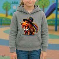 Humor Thanksgiving Turkey Weiner Dachshund Dog Kids Hoodie thumb 3