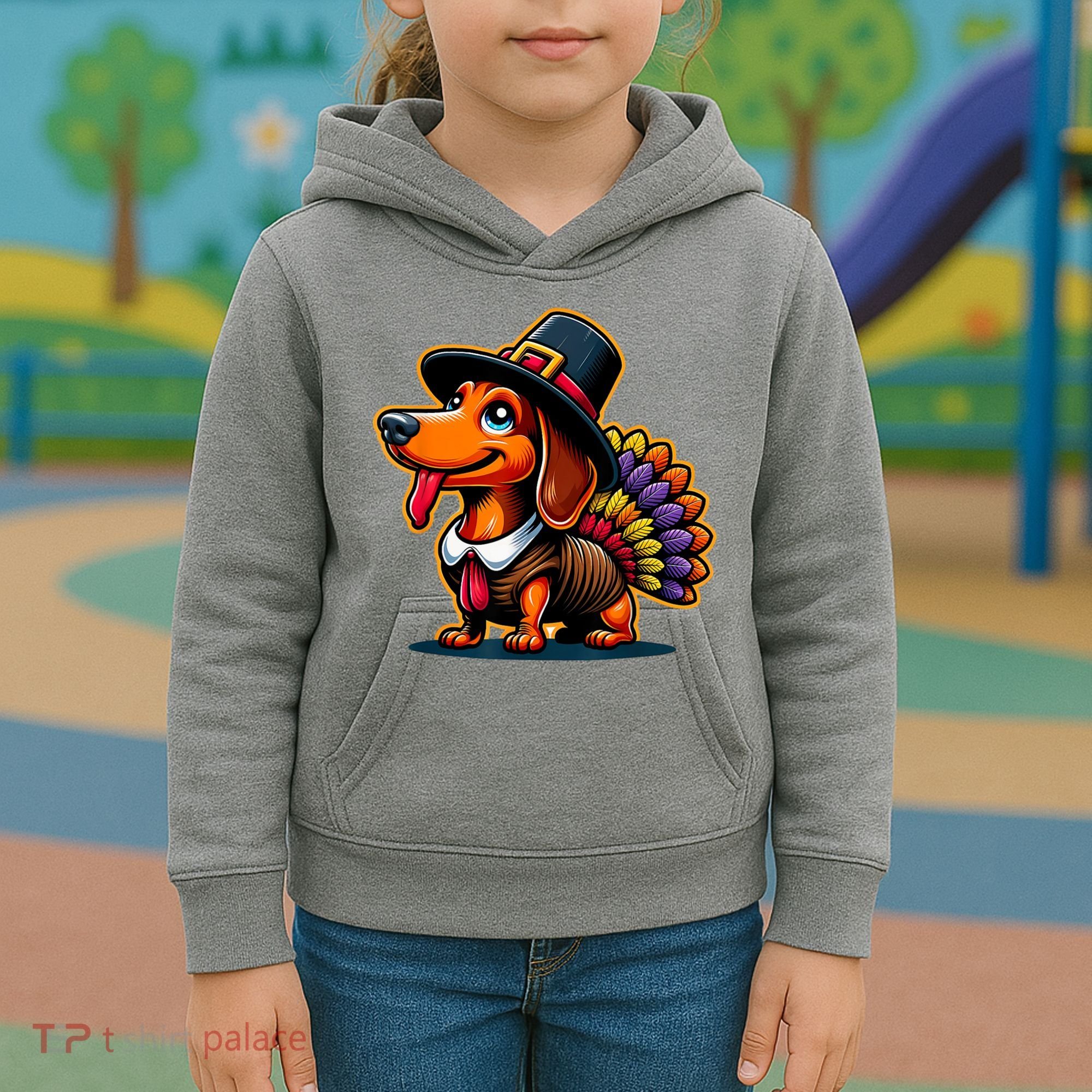 Humor Thanksgiving Turkey Weiner Dachshund Dog Kids Hoodie