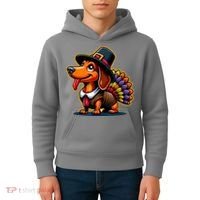 Humor Thanksgiving Turkey Weiner Dachshund Dog Kids Hoodie thumb 4