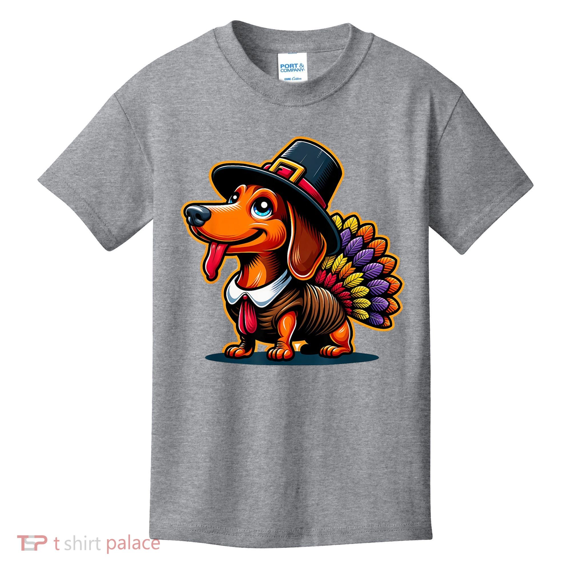 Humor Thanksgiving Turkey Weiner Dachshund Dog Kids T-Shirt