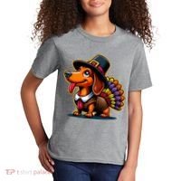 Humor Thanksgiving Turkey Weiner Dachshund Dog Kids T-Shirt thumb 2