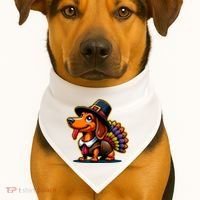 Humor Thanksgiving Turkey Weiner Dachshund Dog USA-Made Doggie Bandana thumb 1
