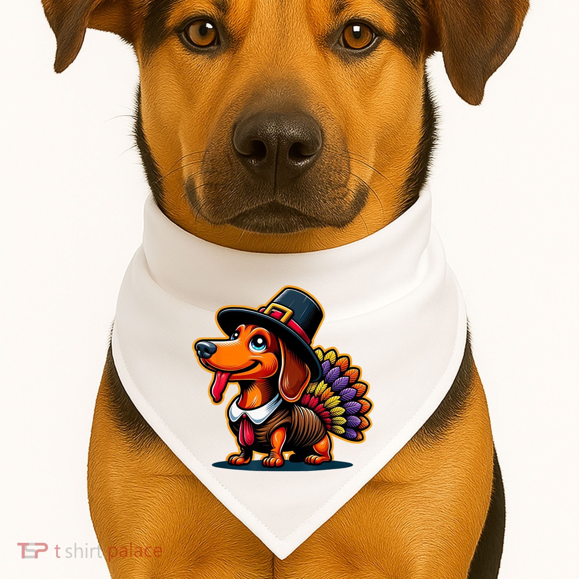 Humor Thanksgiving Turkey Weiner Dachshund Dog USA-Made Doggie Bandana