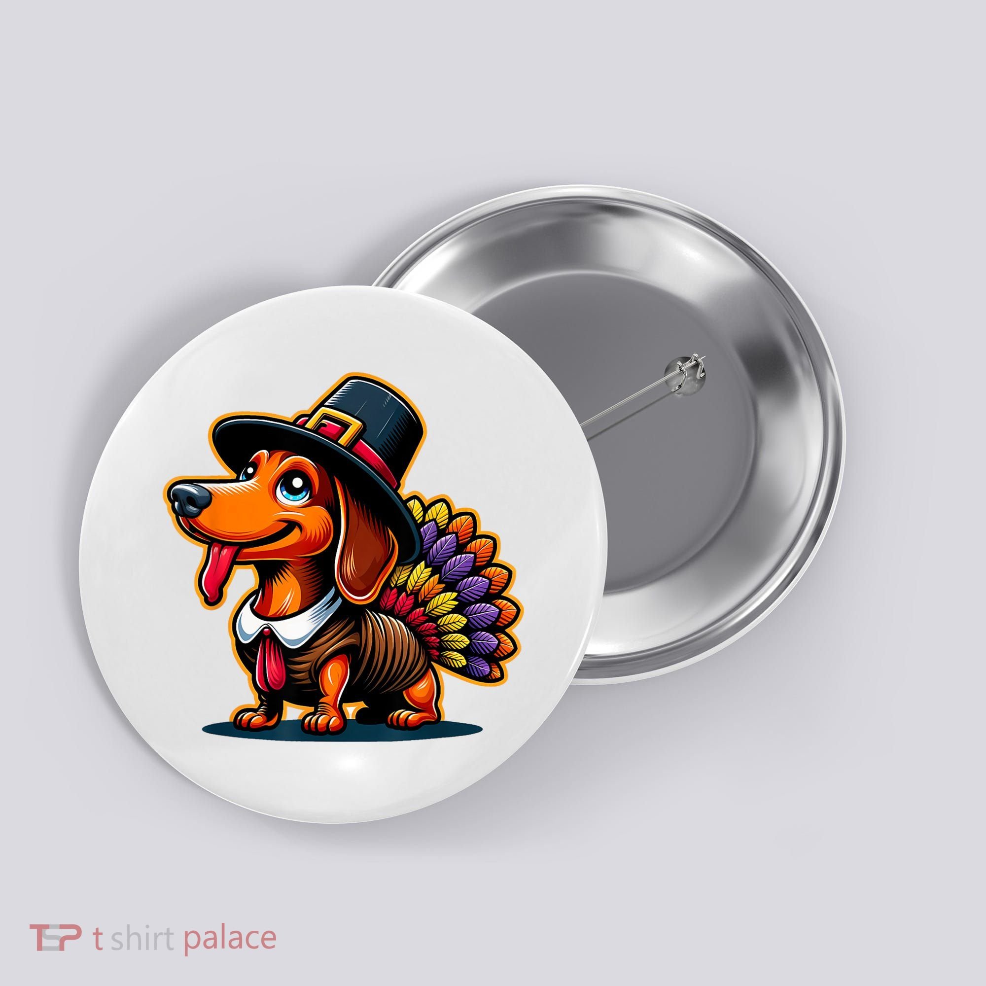 Humor Thanksgiving Turkey Weiner Dachshund Dog Button