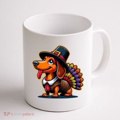 Humor Thanksgiving Turkey Weiner Dachshund Dog Coffee Mug back