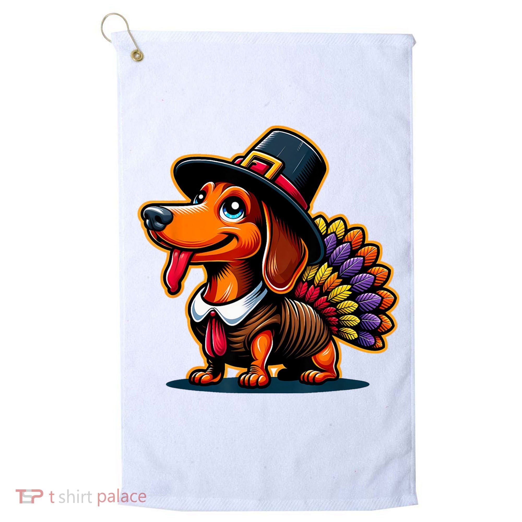 Humor Thanksgiving Turkey Weiner Dachshund Dog Golf Towel