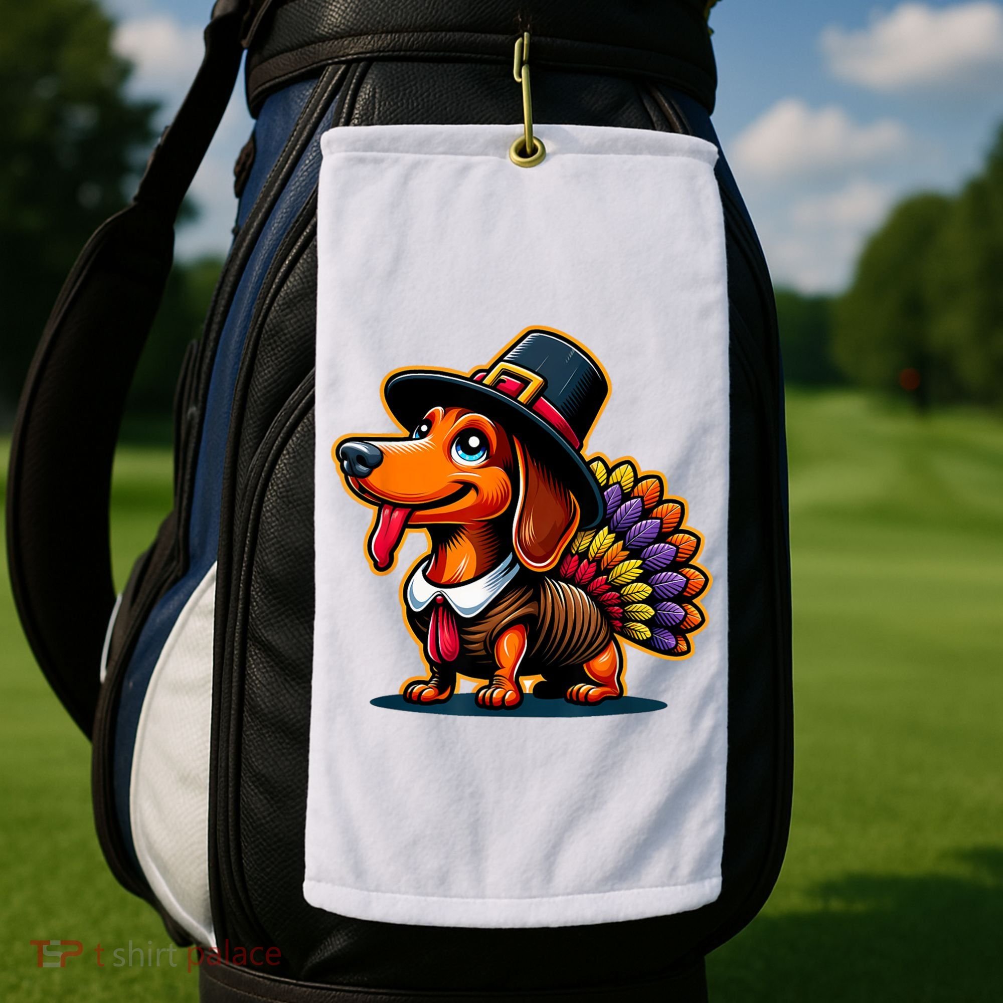Humor Thanksgiving Turkey Weiner Dachshund Dog Golf Towel