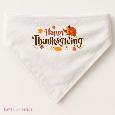 Happy Thanksgiving Turkey Holiday Cute Gift USA-Made Doggie Bandana