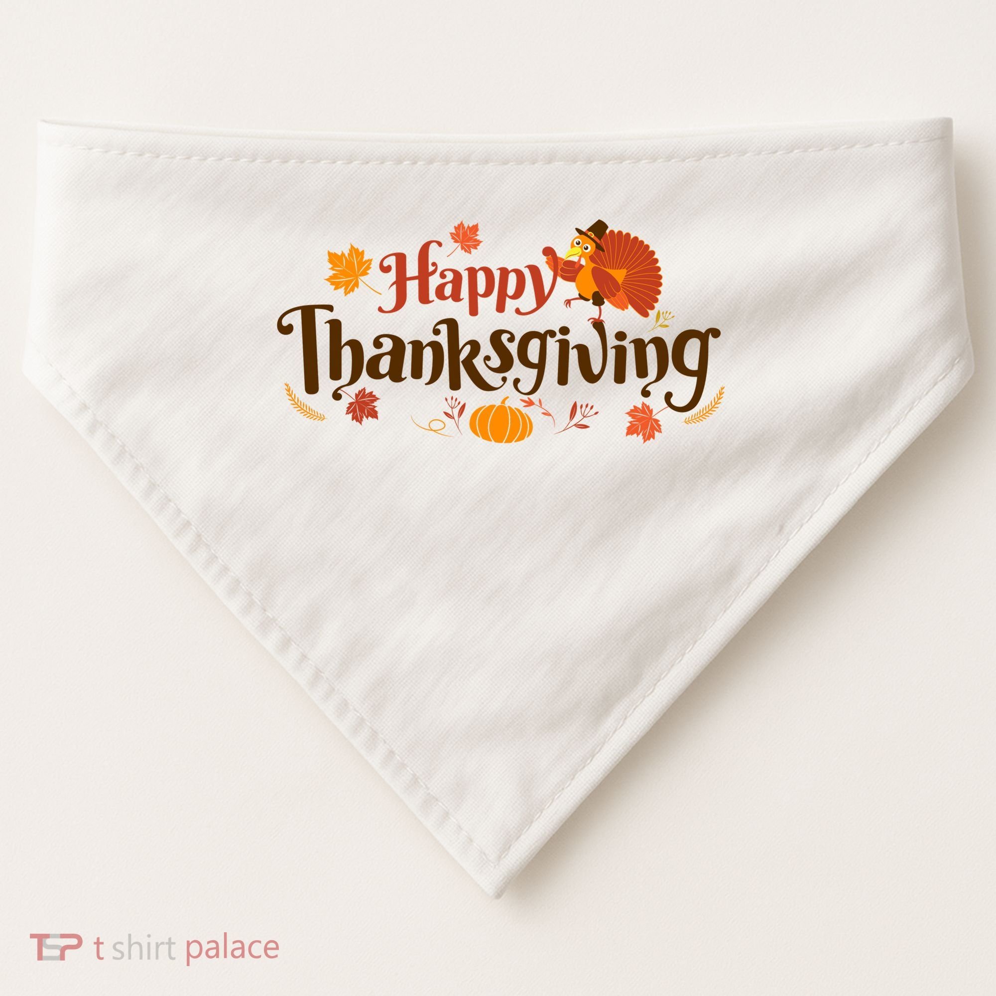 Happy Thanksgiving Turkey Holiday Cute Gift USA-Made Doggie Bandana