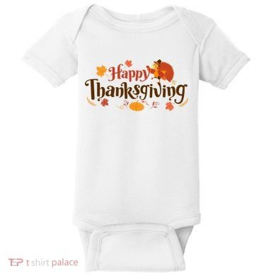 Happy Thanksgiving Turkey Holiday Cute Gift Baby Bodysuit