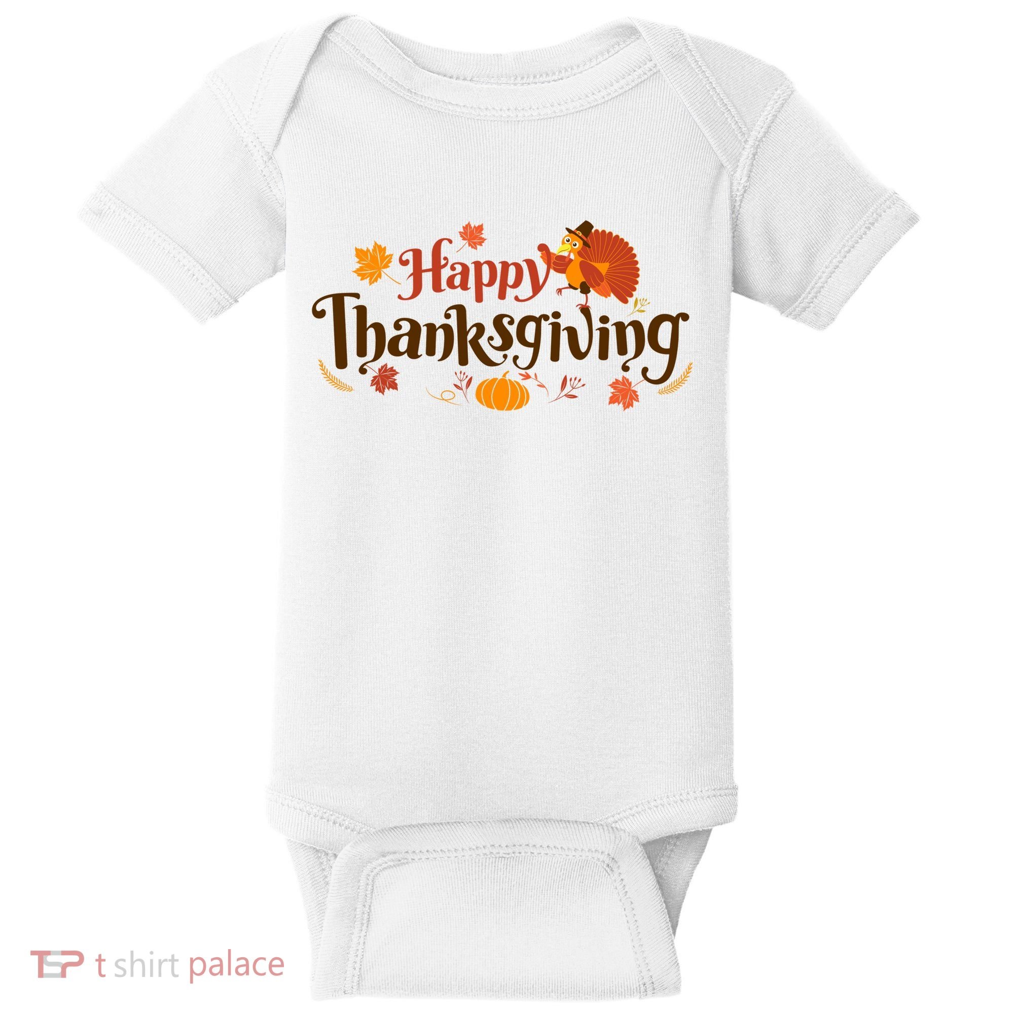 Happy Thanksgiving Turkey Holiday Cute Gift Baby Bodysuit