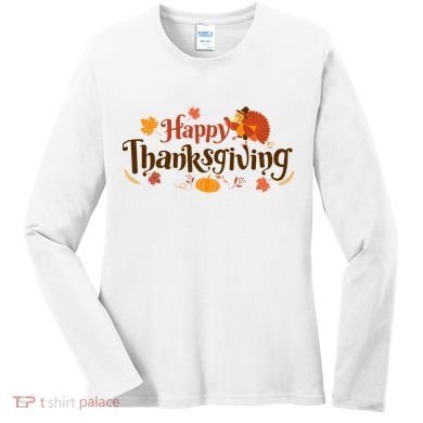 Happy Thanksgiving Turkey Holiday Cute Gift Women's Long Sleeve Shirt