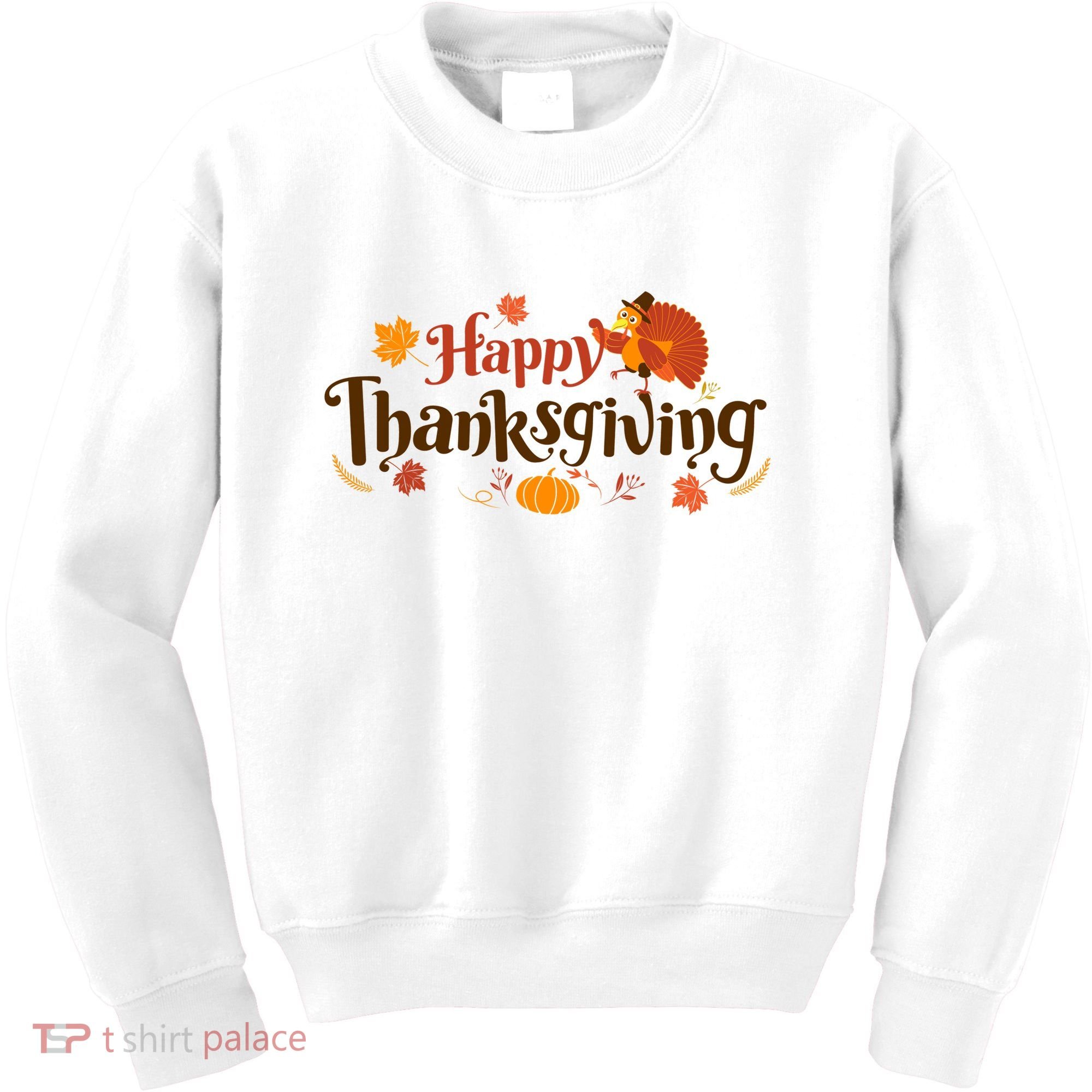 Happy Thanksgiving Turkey Holiday Cute Gift Kids Sweatshirt
