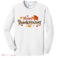 Happy Thanksgiving Turkey Holiday Cute Gift Kids Long Sleeve Shirt thumb 0
